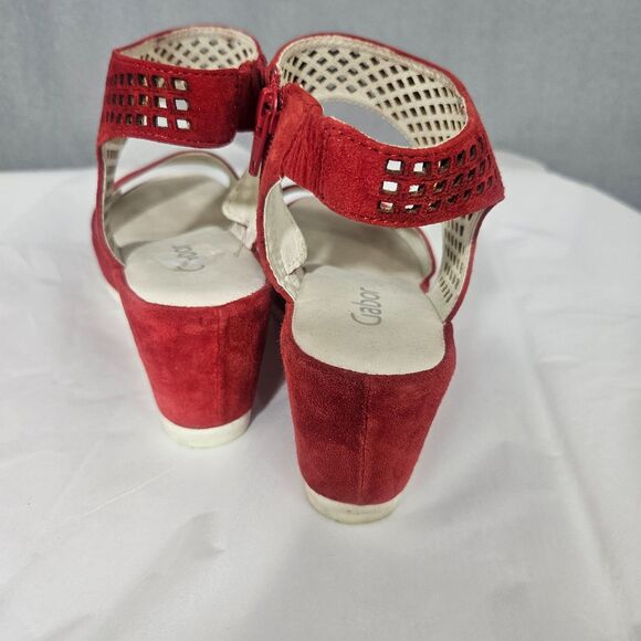 Gabor Womens 5.5 Wedge Sandals Velvety Suede Platform Comfort Shoes - Picture 5 of 10